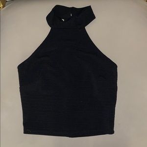 Black high neck halter top